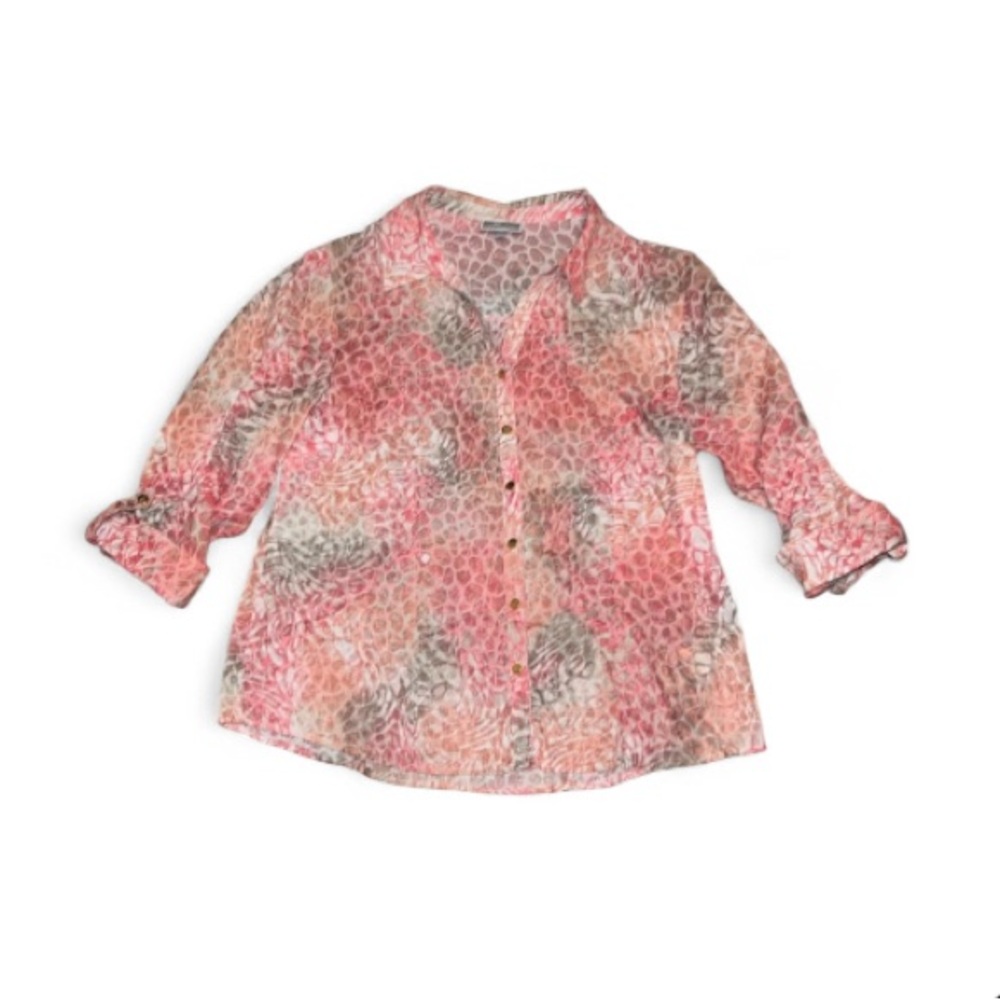 JM Collection Animal Print Button Down- Size 14